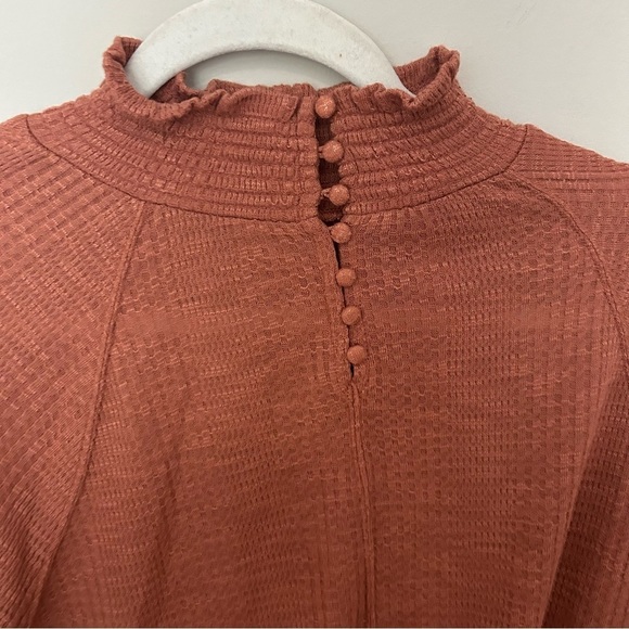 Free People Boulevard Boulevard Textured Top Long Sleeve Mock Neck Orange XS - Picture 6 of 8